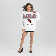 Arizona Cardinals Gameday Couture Women's Sunday Drives Oversized Crewneck Pullover Sweatshirt – White | NFL