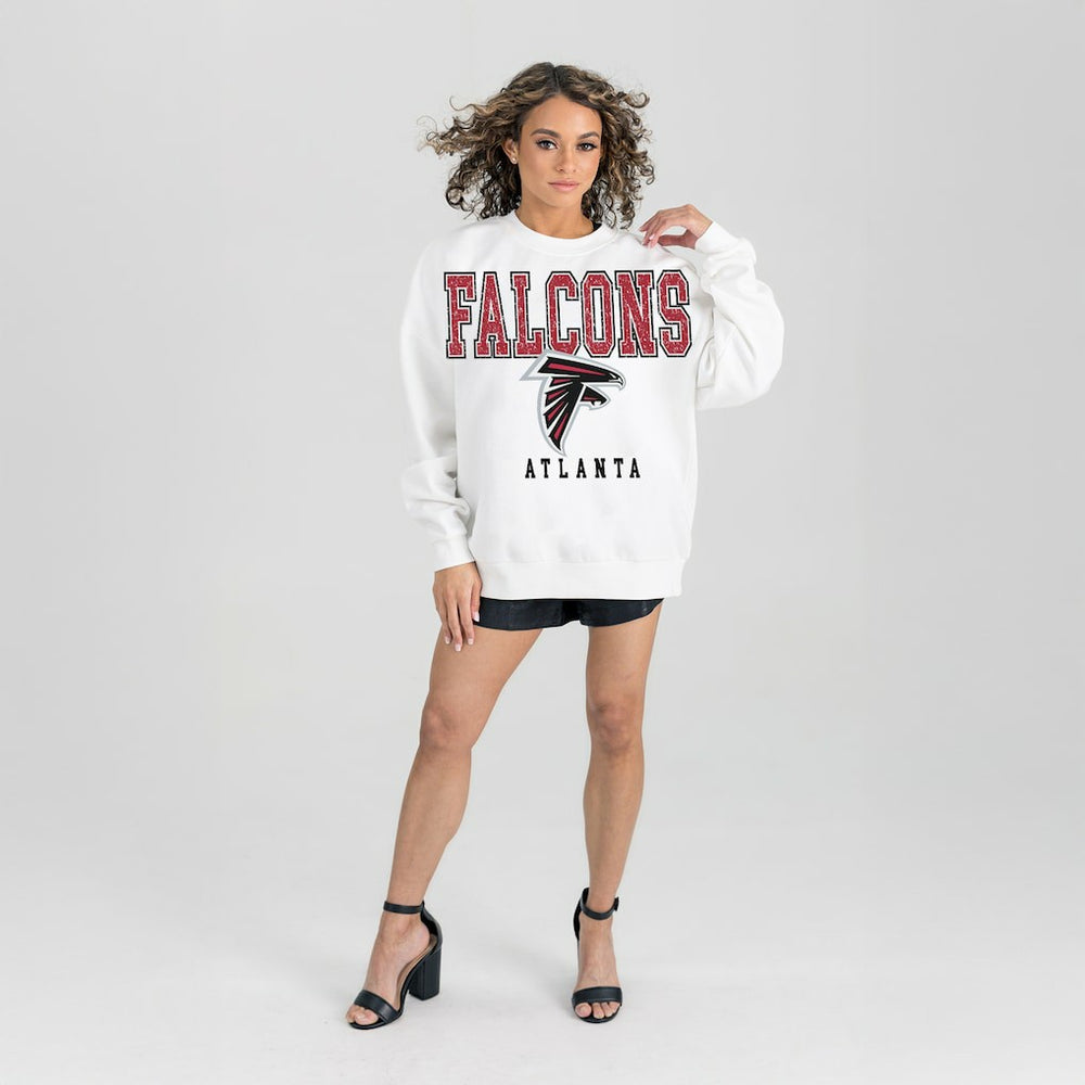 Atlanta Falcons Gameday Couture Women's Sunday Drives Oversized Crewneck Pullover Sweatshirt – White | NFL