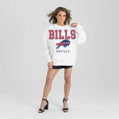 Buffalo Bills Gameday Couture Women's Sunday Drives Oversized Crewneck Pullover Sweatshirt – White | NFL