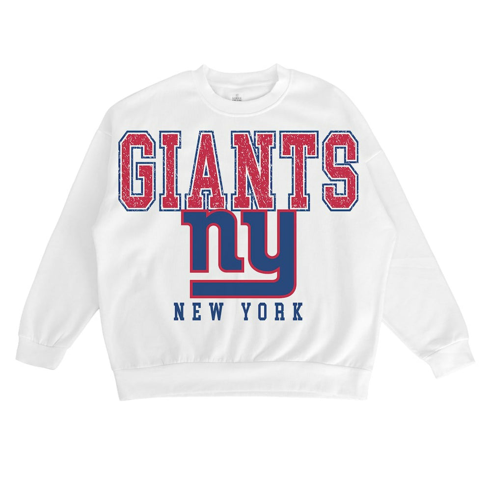 New York Giants Gameday Couture Women's Sunday Drives Oversized Crewneck Pullover Sweatshirt – White | NFL