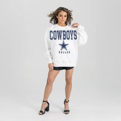 Dallas Cowboys Gameday Couture Women's Sunday Drives Oversized Crewneck Pullover Sweatshirt – White | NFL