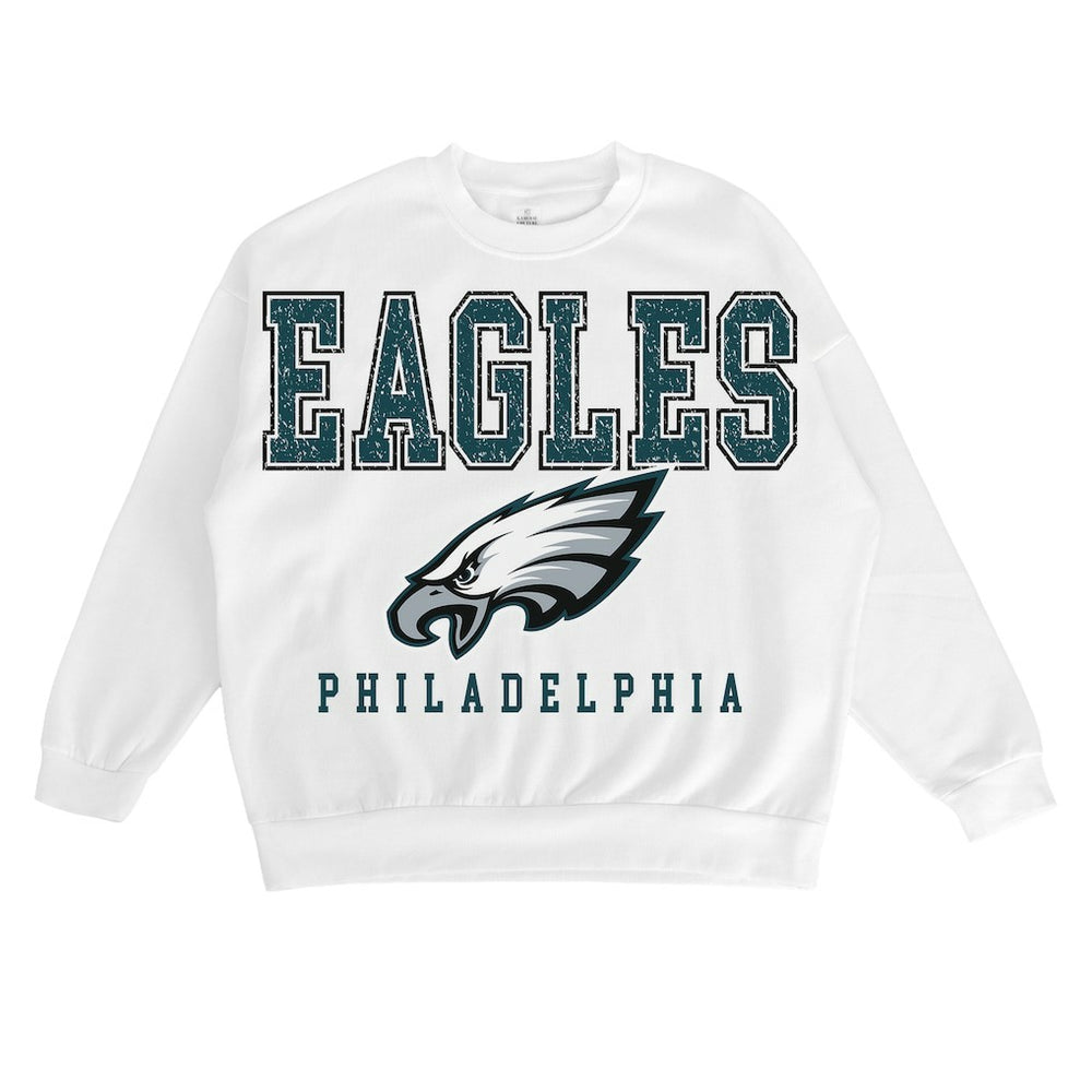 Philadelphia Eagles Gameday Couture Women's Sunday Drives Oversized Crewneck Pullover Sweatshirt – White | NFL