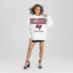 Tampa Bay Buccaneers Gameday Couture Women's Sunday Drives Oversized Crewneck Pullover Sweatshirt – White | NFL