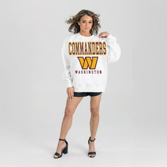 Washington Commanders Gameday Couture Women's Sunday Drives Oversized Crewneck Pullover Sweatshirt – White | NFL