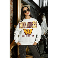 Washington Commanders Gameday Couture Women's Sunday Drives Oversized Crewneck Pullover Sweatshirt – White | NFL