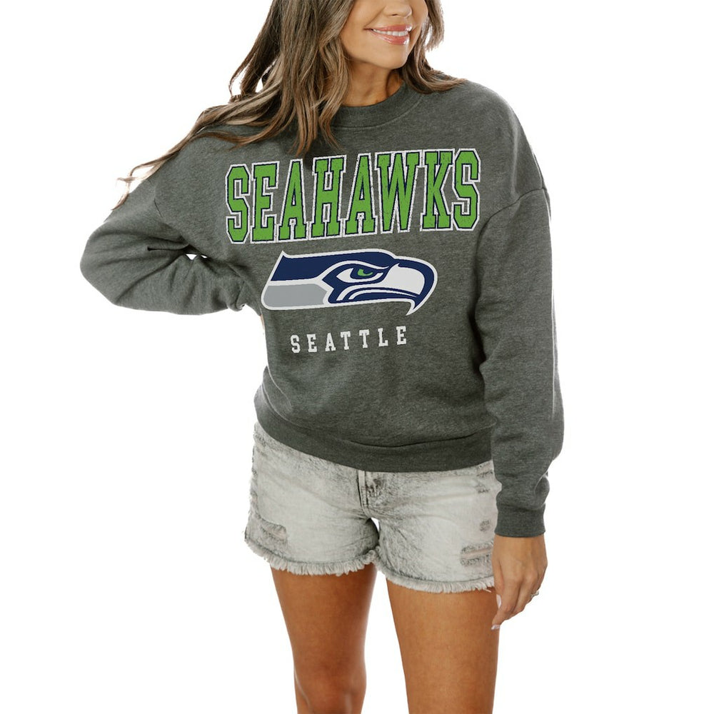 Seattle Seahawks Gameday Couture Women's Oversized Bring The Energy Pullover Sweatshirt – Charcoal | NFL