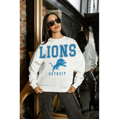 Detroit Lions Gameday Couture Women's Sunday Drives Oversized Crewneck Pullover Sweatshirt – White | NFL