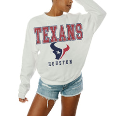 Houston Texans Gameday Couture Women's Sunday Drives Oversized Crewneck Pullover Sweatshirt – White | NFL