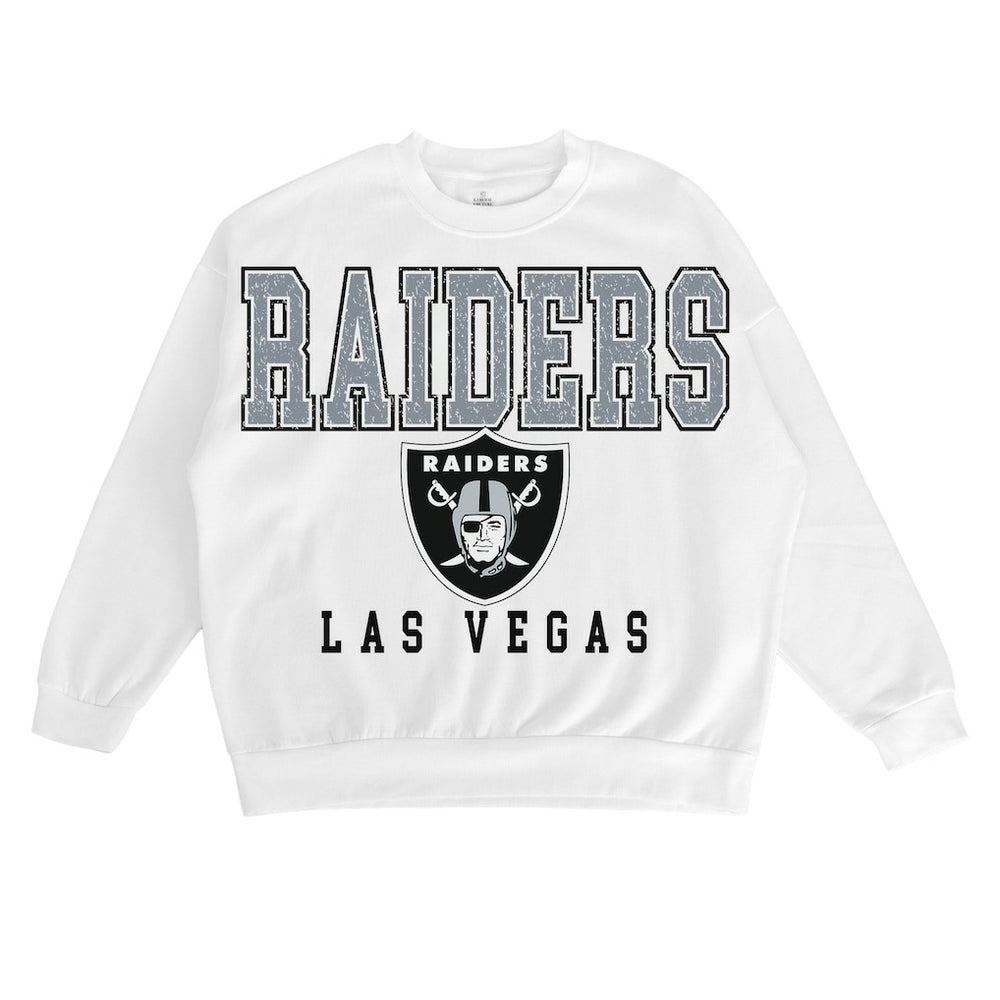 Las Vegas Raiders Gameday Couture Women's Sunday Drives Oversized Crewneck Pullover Sweatshirt – White | NFL