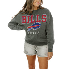 Buffalo Bills Gameday Couture Women's Oversized Bring The Energy Pullover Sweatshirt – Charcoal | NFL
