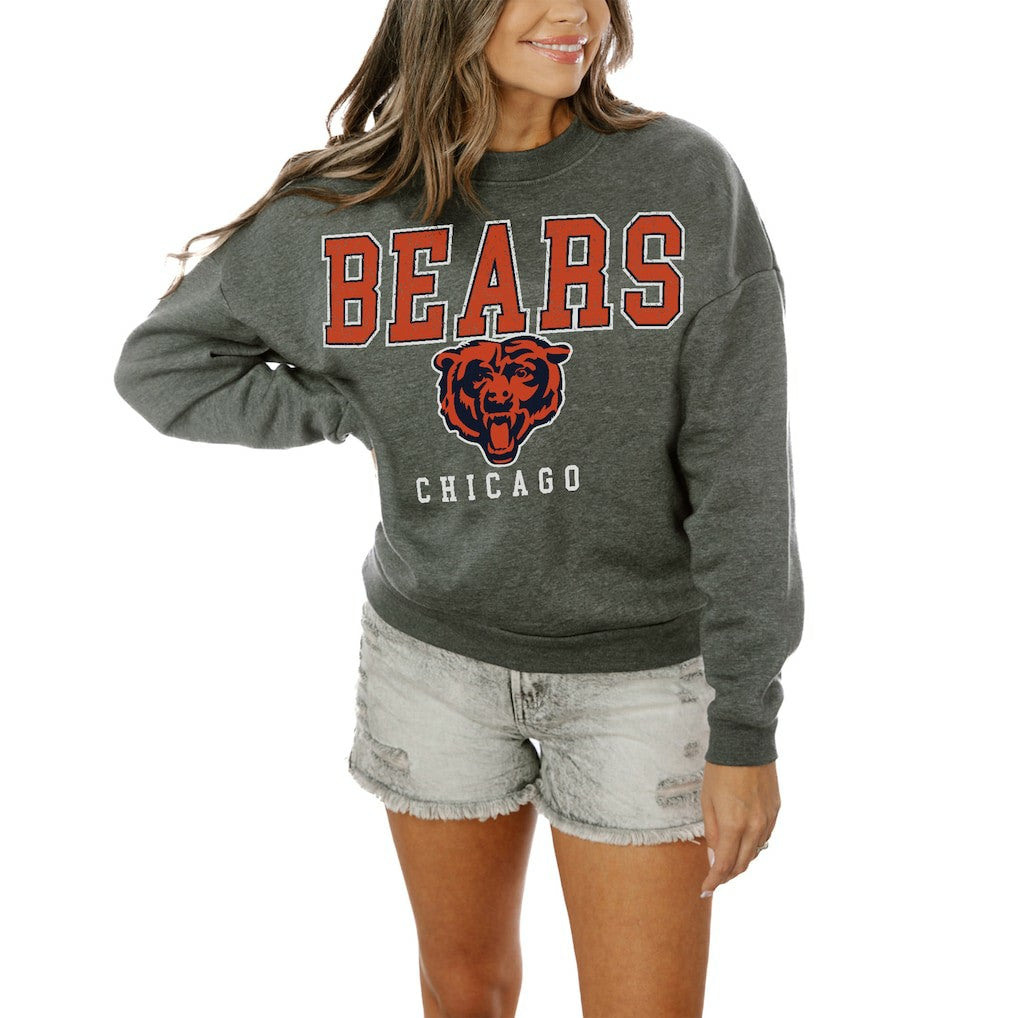 Chicago Bears Gameday Couture Women's Oversized Bring The Energy Pullover Sweatshirt – Charcoal | NFL