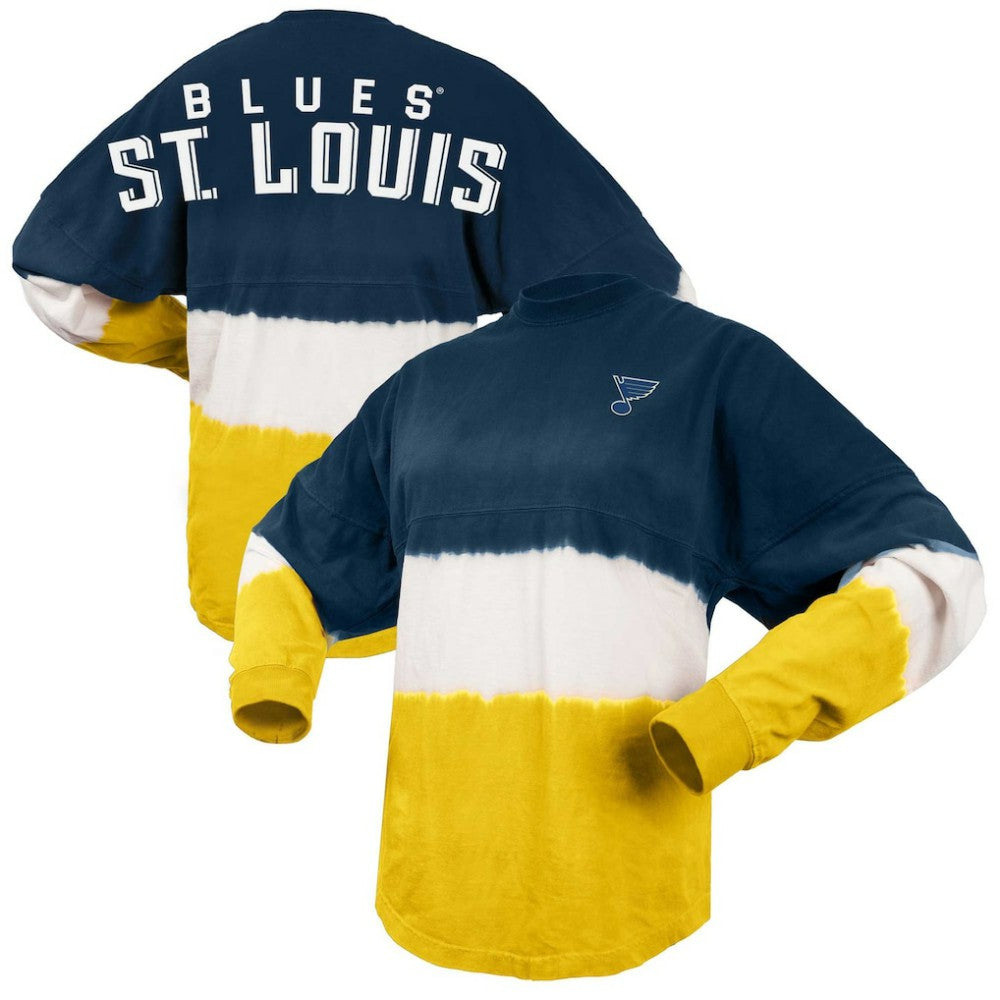 St. Louis Blues Fanatics Women's Ombre Long Sleeve T-Shirt - Navy/Gold - NHL