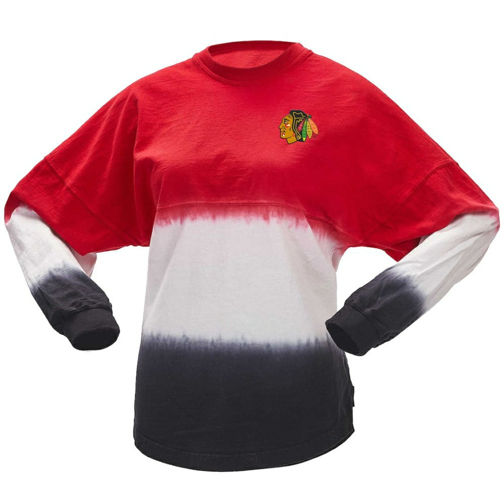 Chicago Blackhawks Fanatics Women's Ombre Long Sleeve T-Shirt - Red/Black - NHL