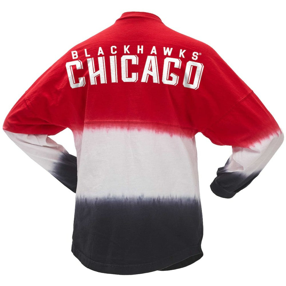 Chicago Blackhawks Fanatics Women's Ombre Long Sleeve T-Shirt - Red/Black - NHL