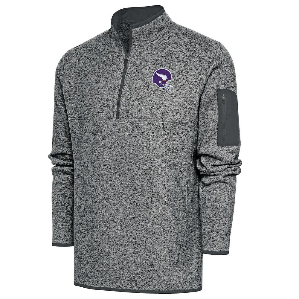 Minnesota Vikings Antigua Fortune Quarter-Zip Pullover Jacket Heather Charcoal | NFL