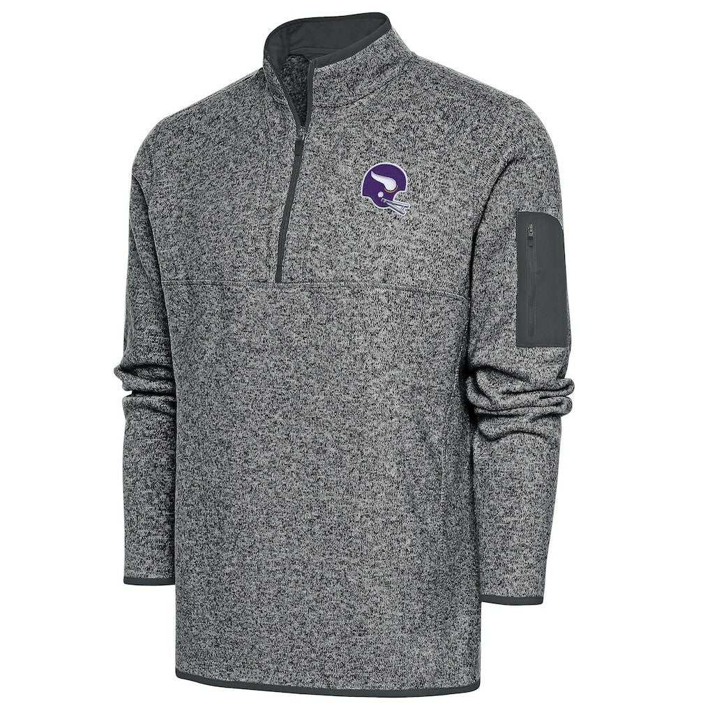 Minnesota Vikings Antigua Fortune Quarter-Zip Pullover Jacket Heather Charcoal | NFL