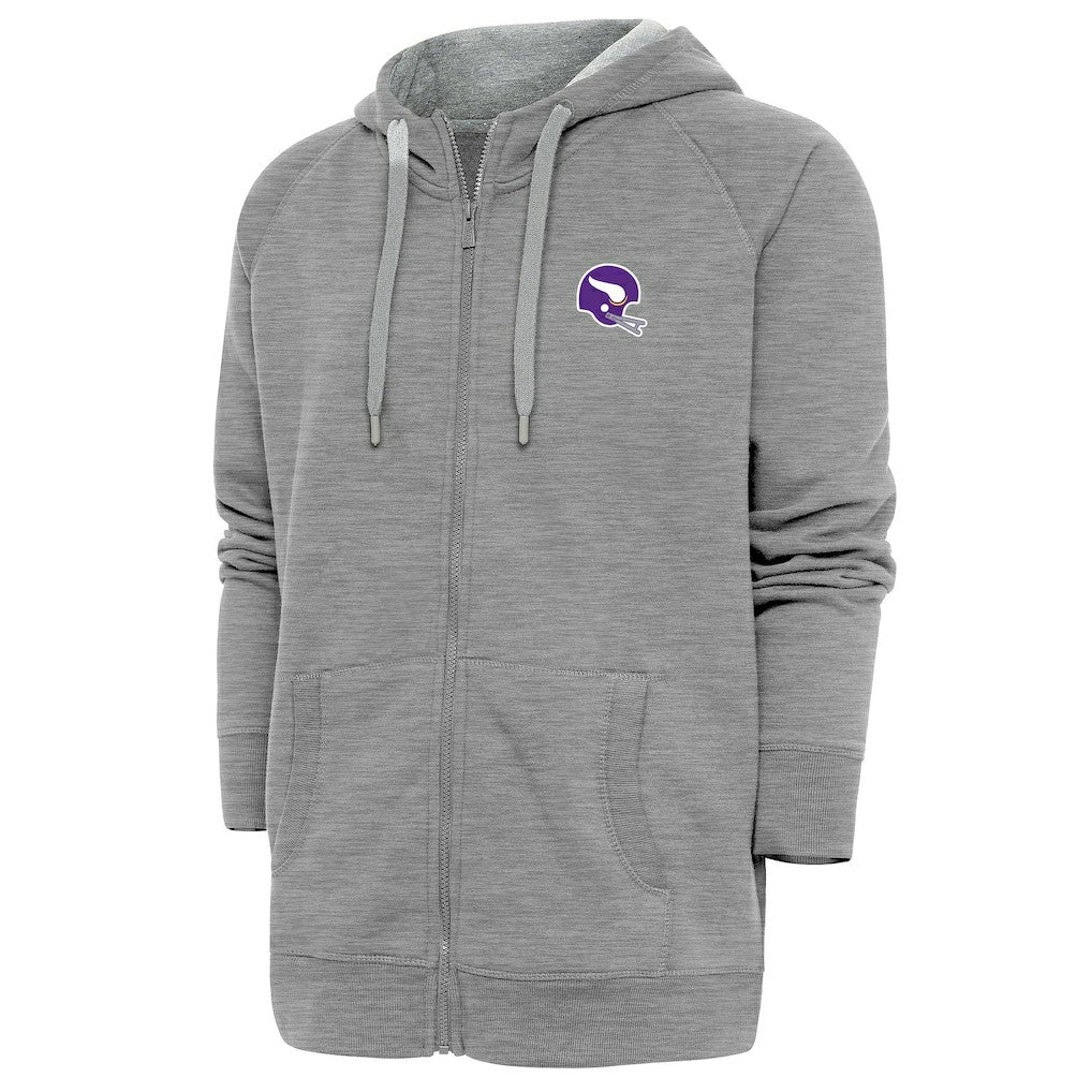 Minnesota Vikings Antigua Victory Full-Zip Hoodie Heather Gray | NFL