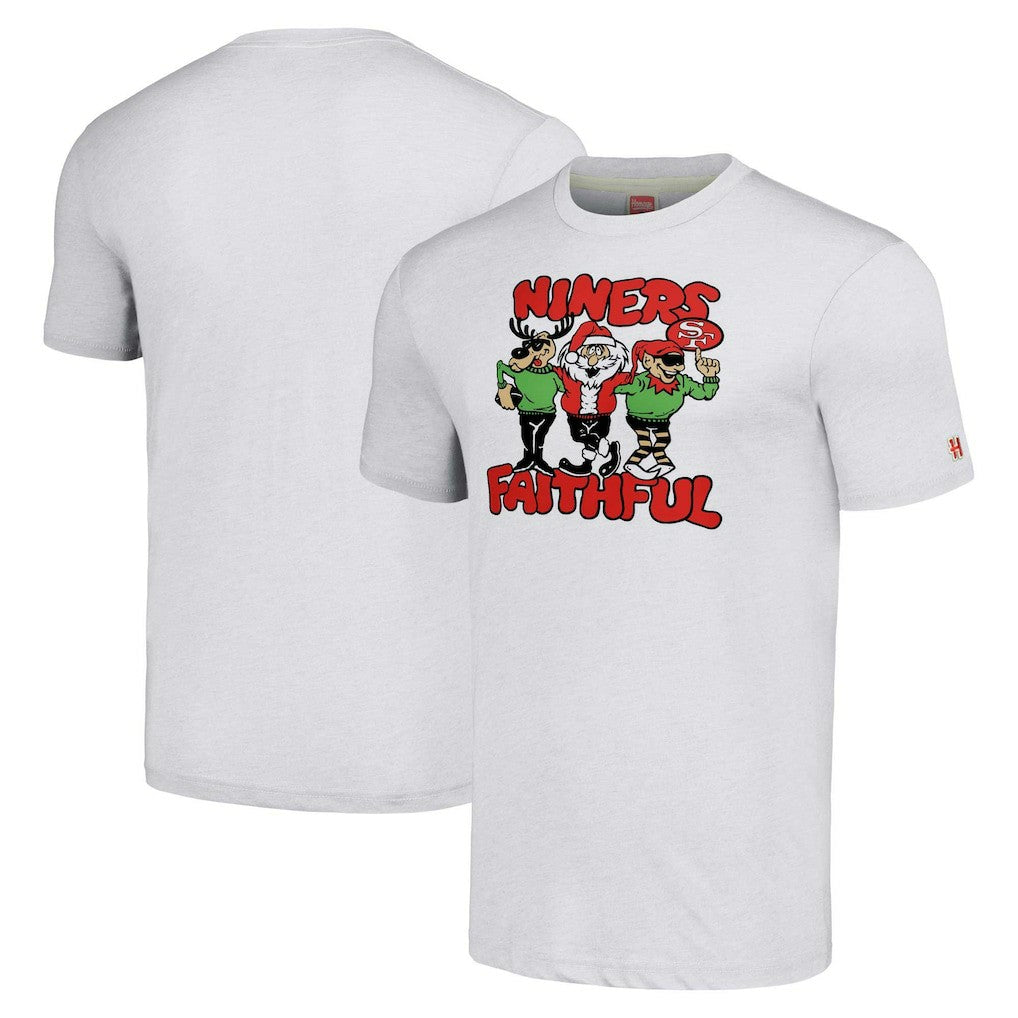 San Francisco 49ers Homage Unisex Holiday Tri-Blend T-Shirt Gray | NFL