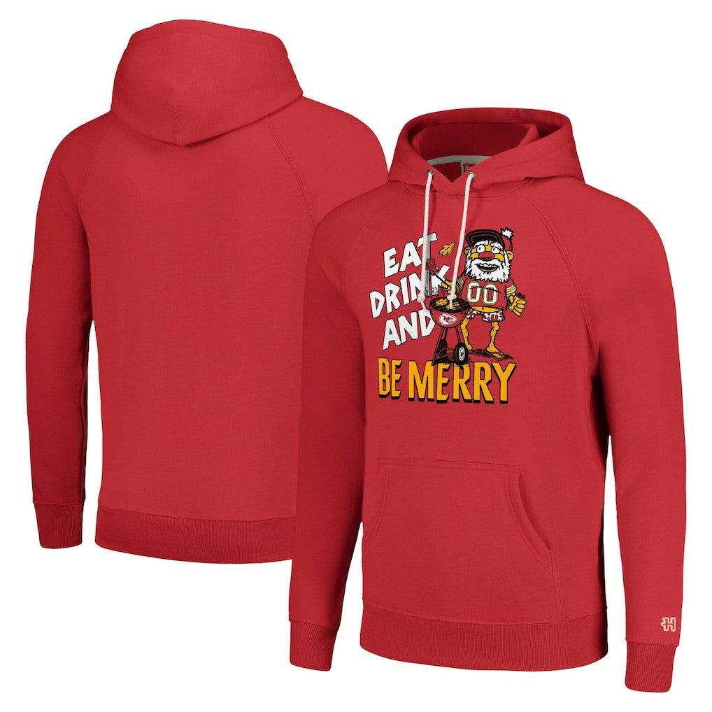 Kansas City Chiefs Homage Unisex Holiday Raglan Tri-Blend Pullover Hoodie Red | NFL