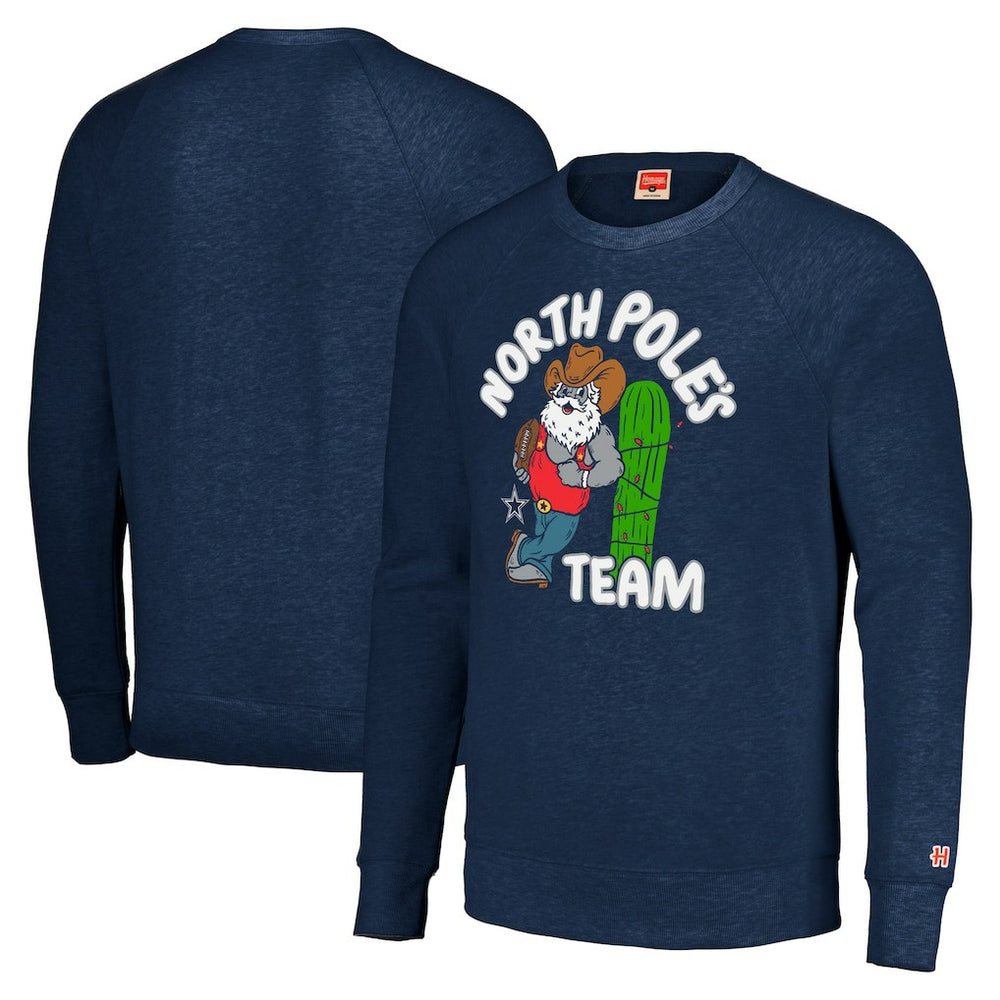 Dallas Cowboys Homage Unisex Holiday Raglan Tri-Blend Pullover Sweatshirt Navy | NFL