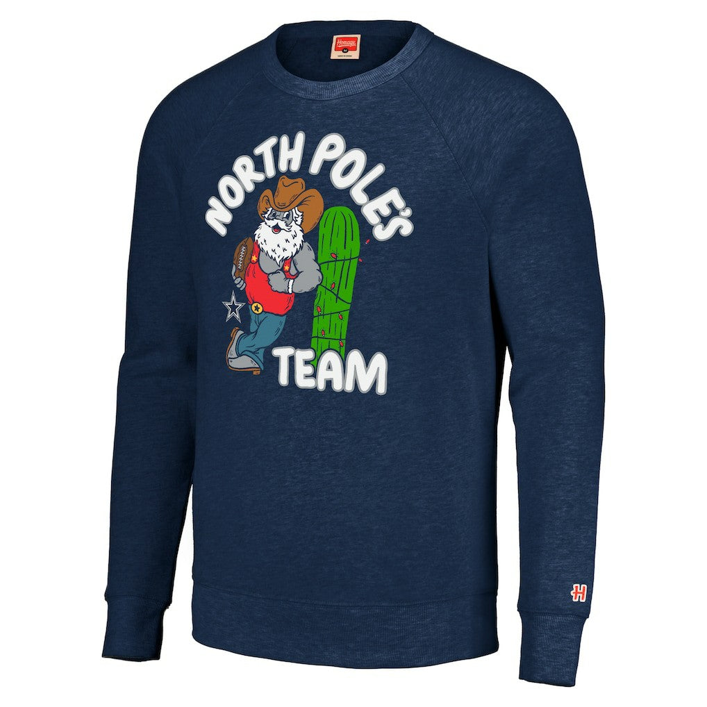 Dallas Cowboys Homage Unisex Holiday Raglan Tri-Blend Pullover Sweatshirt Navy | NFL