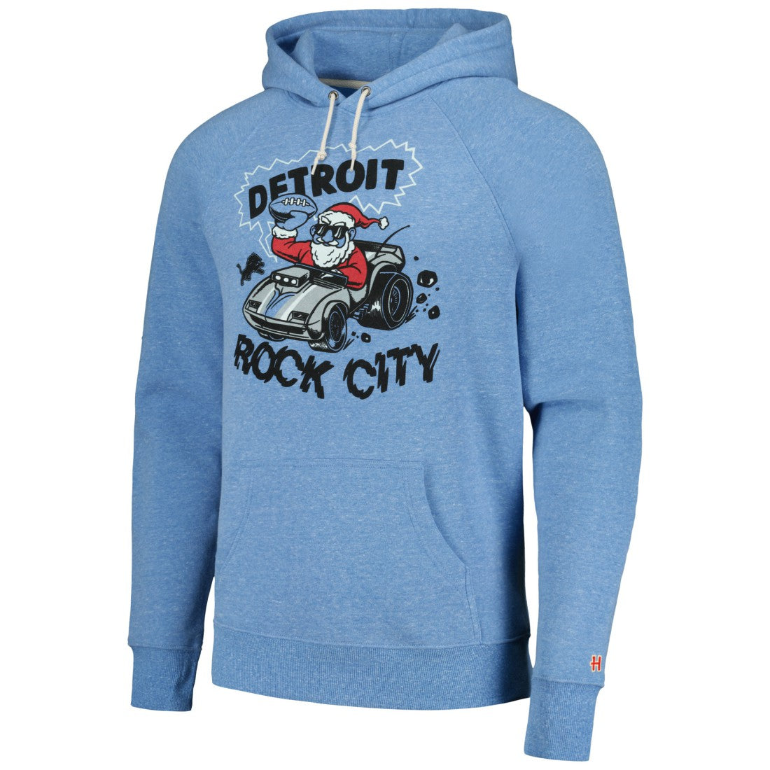 Detroit Lions Homage Unisex Holiday Raglan Tri-Blend Pullover Hoodie Light Blue | NFL