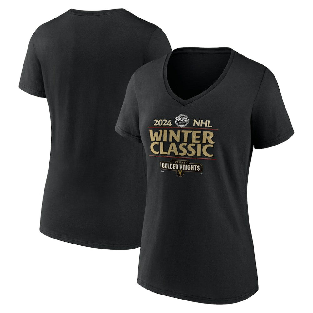 Vegas Golden Knights Fanatics Women's 2024 NHL Winter Classic V-Neck T-Shirt - Black - NHL
