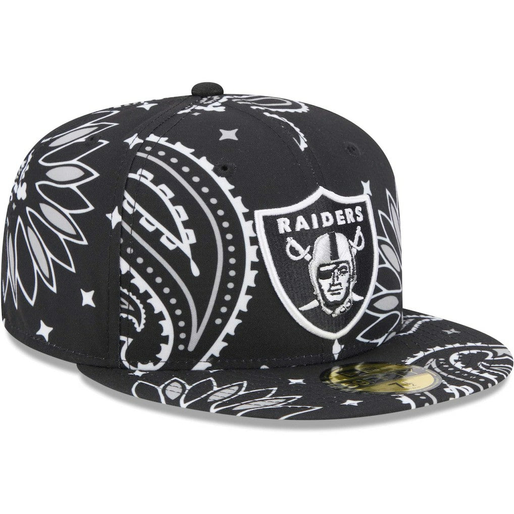 Las Vegas Raiders New Era Paisley 59FIFTY Fitted Hat Black | NFL