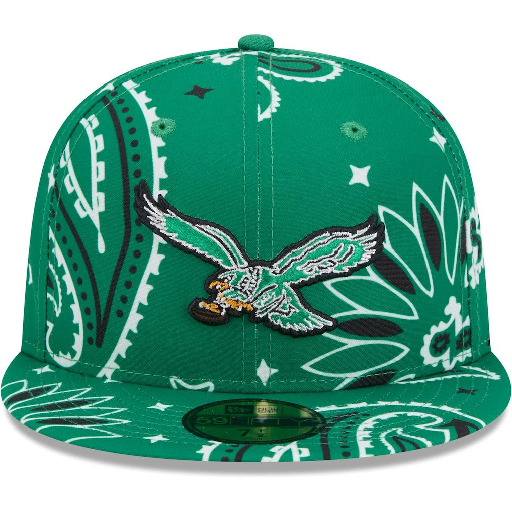 Philadelphia Eagles New Era Throwback Paisley 59FIFTY Fitted Hat Kelly Green | NFL
