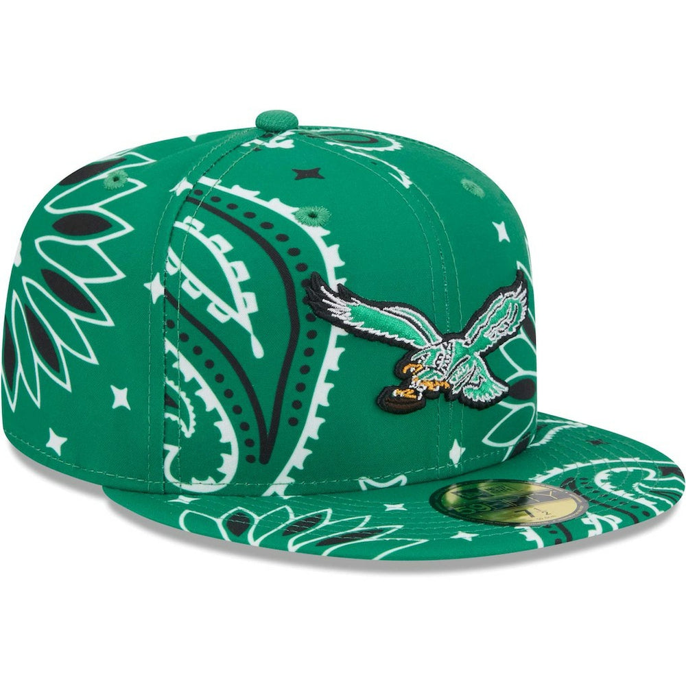Philadelphia Eagles New Era Throwback Paisley 59FIFTY Fitted Hat Kelly Green | NFL