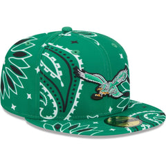 Philadelphia Eagles New Era Throwback Paisley 59FIFTY Fitted Hat Kelly Green | NFL