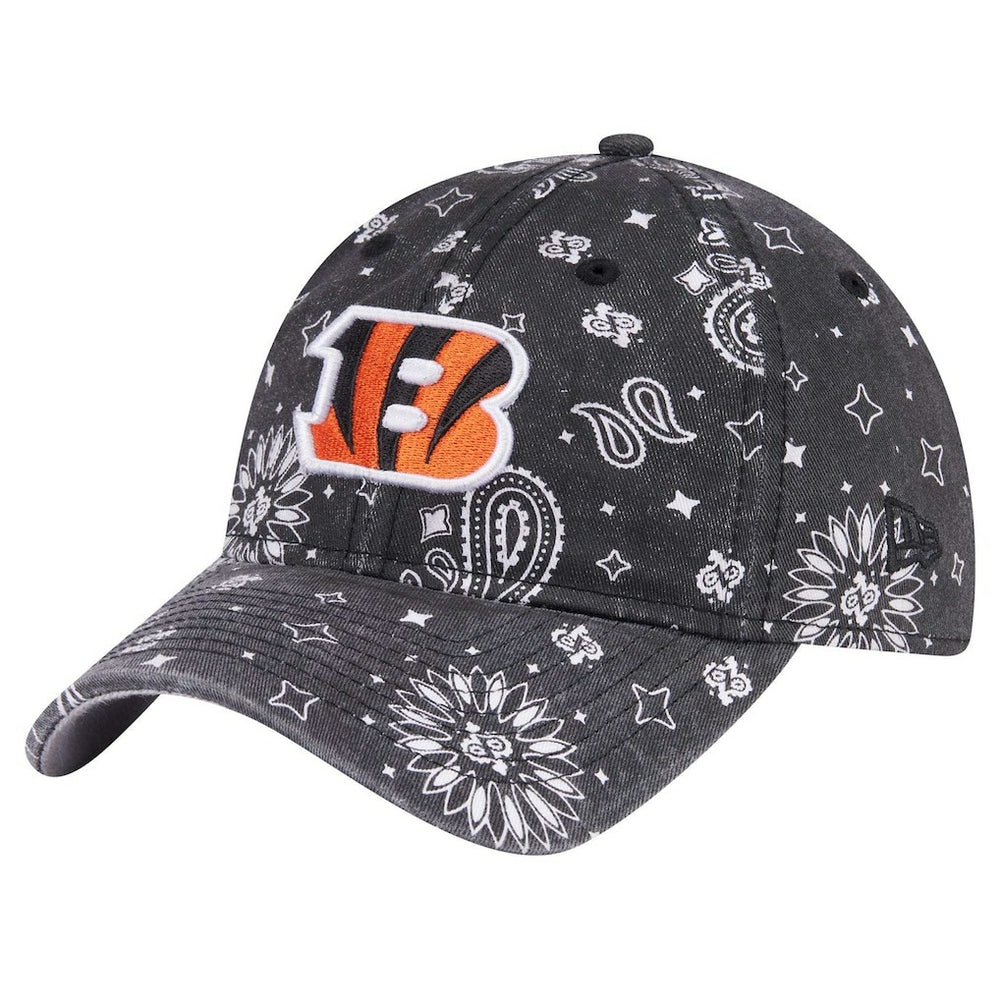 Cincinnati Bengals New Era Women's Paisley 9TWENTY Adjustable Hat Black | NFL