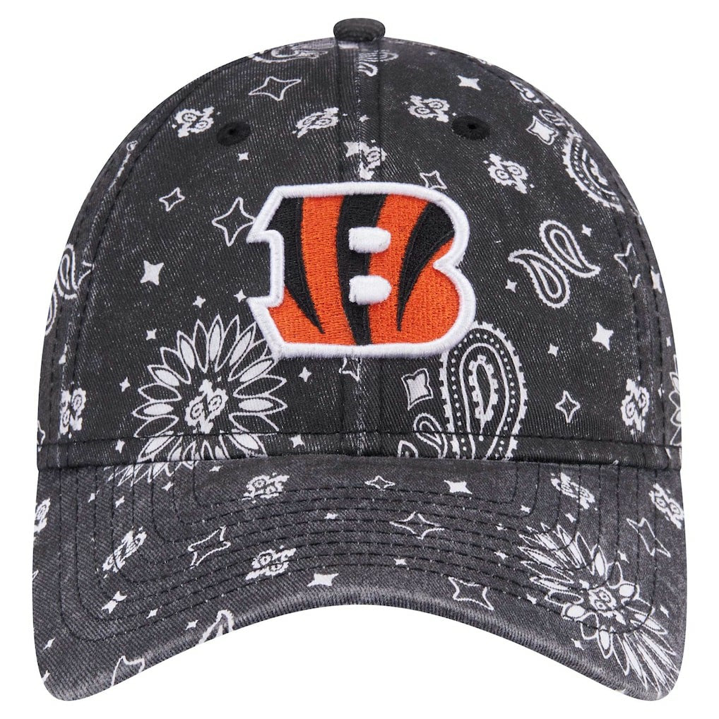 Cincinnati Bengals New Era Women's Paisley 9TWENTY Adjustable Hat Black | NFL