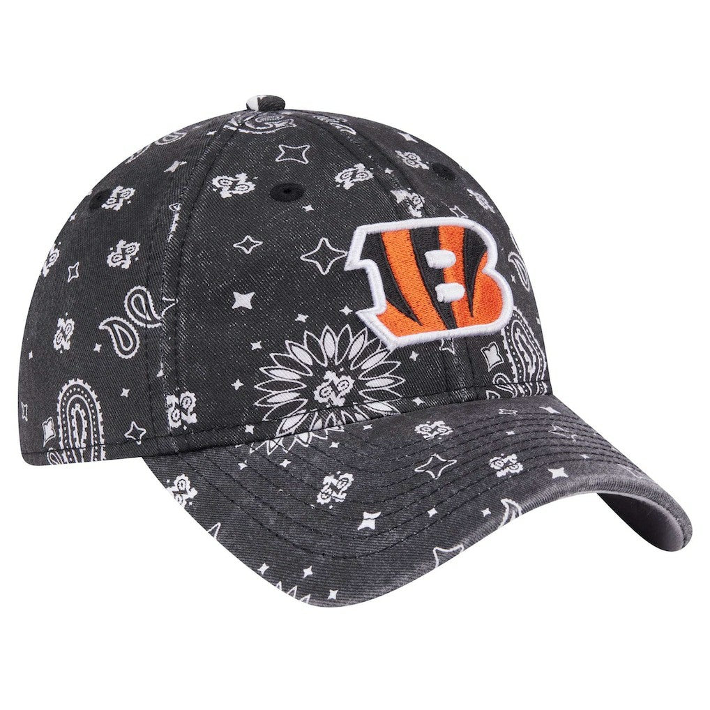 Cincinnati Bengals New Era Women's Paisley 9TWENTY Adjustable Hat Black | NFL