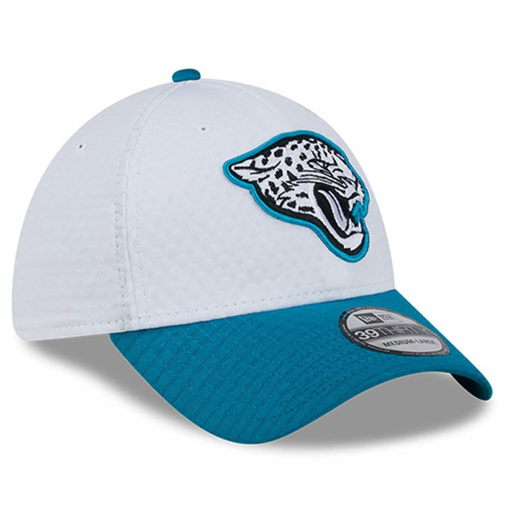 Jacksonville Jaguars New Era 2024 NFL Training Camp 39THIRTY Flex Hat White/Teal | NFL