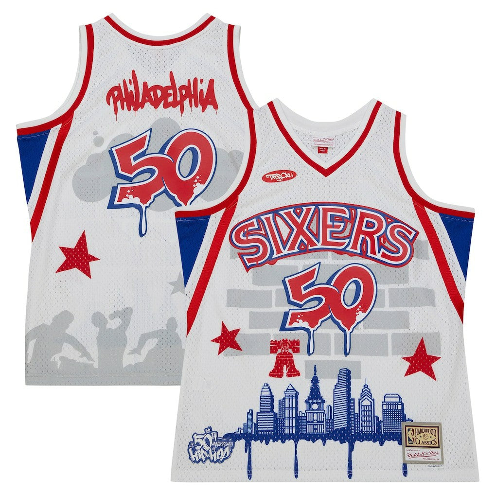 Philadelphia 76ers x Tats Cru Hardwood Classics Fashion Jersey White - NBA
