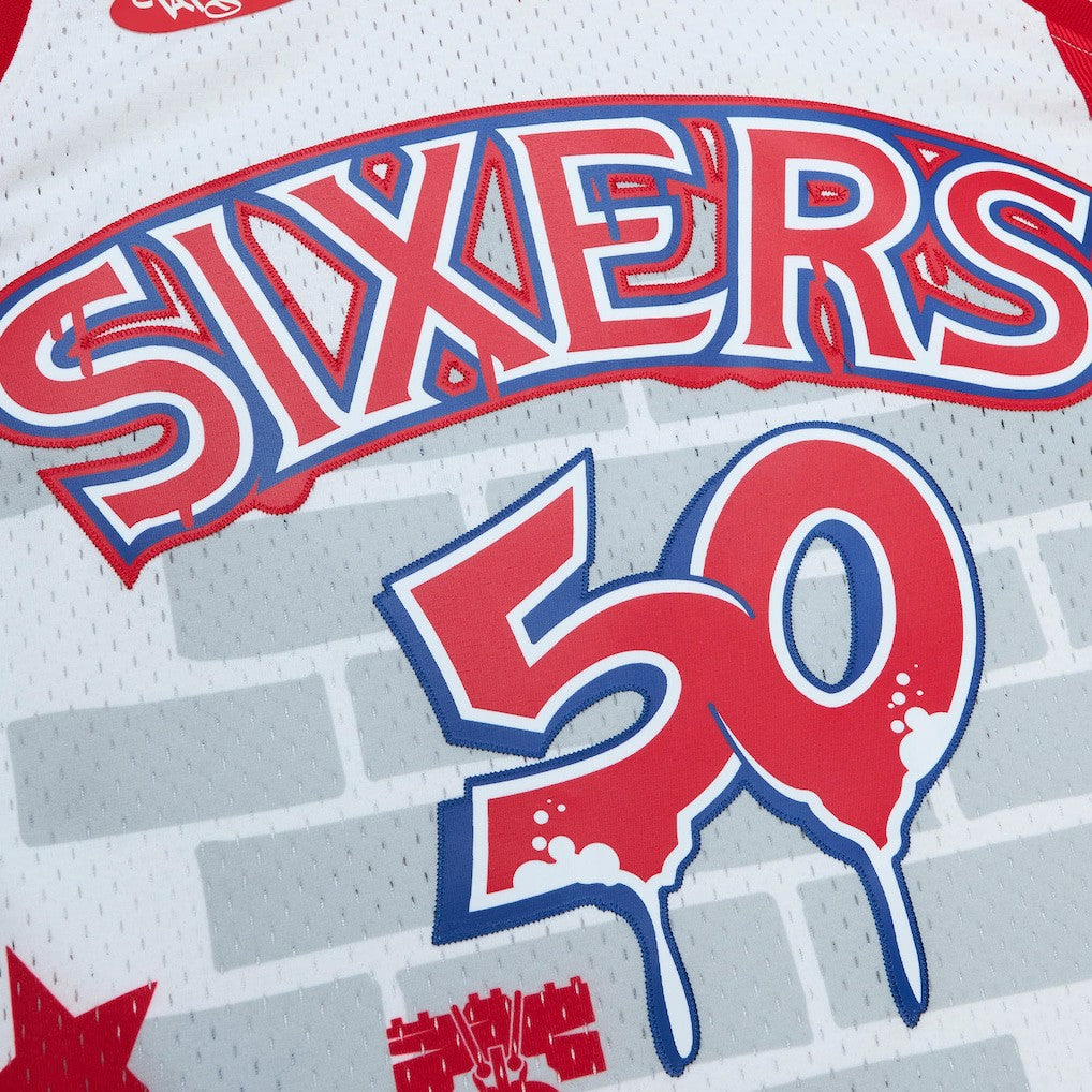 Philadelphia 76ers x Tats Cru Hardwood Classics Fashion Jersey White - NBA