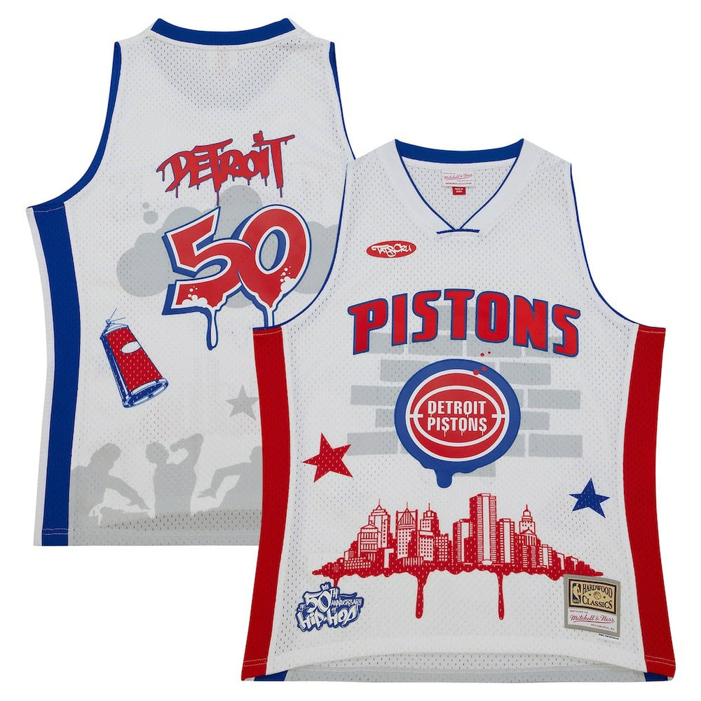 Detroit Pistons x Tats Cru Hardwood Classics Fashion Jersey White - NBA