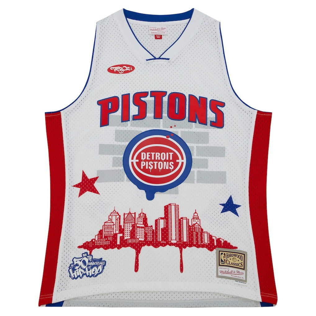 Detroit Pistons x Tats Cru Hardwood Classics Fashion Jersey White - NBA