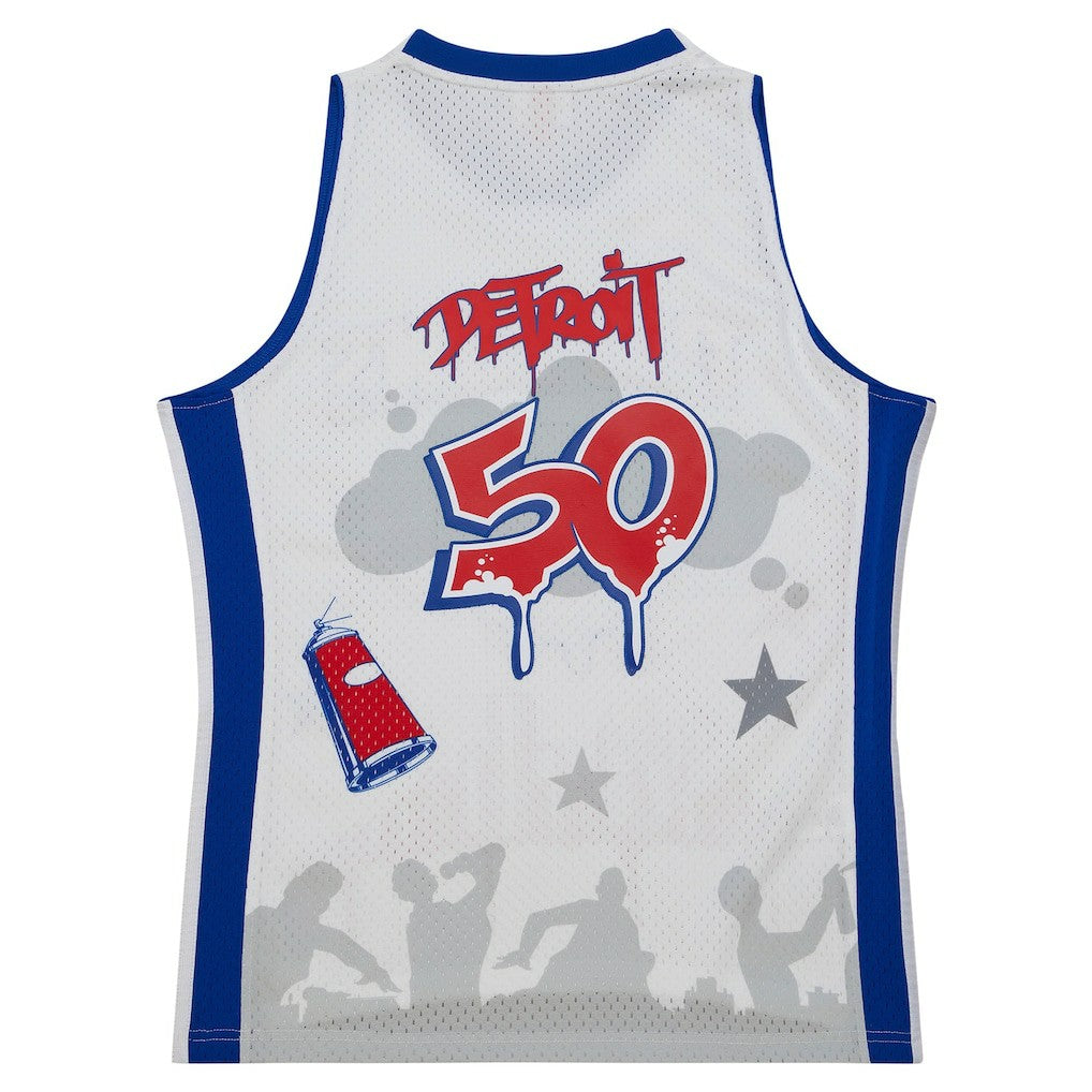 Detroit Pistons x Tats Cru Hardwood Classics Fashion Jersey White - NBA