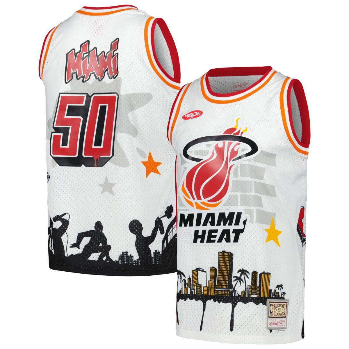 Miami Heat x Tats Cru Hardwood Classics Fashion Jersey White - NBA