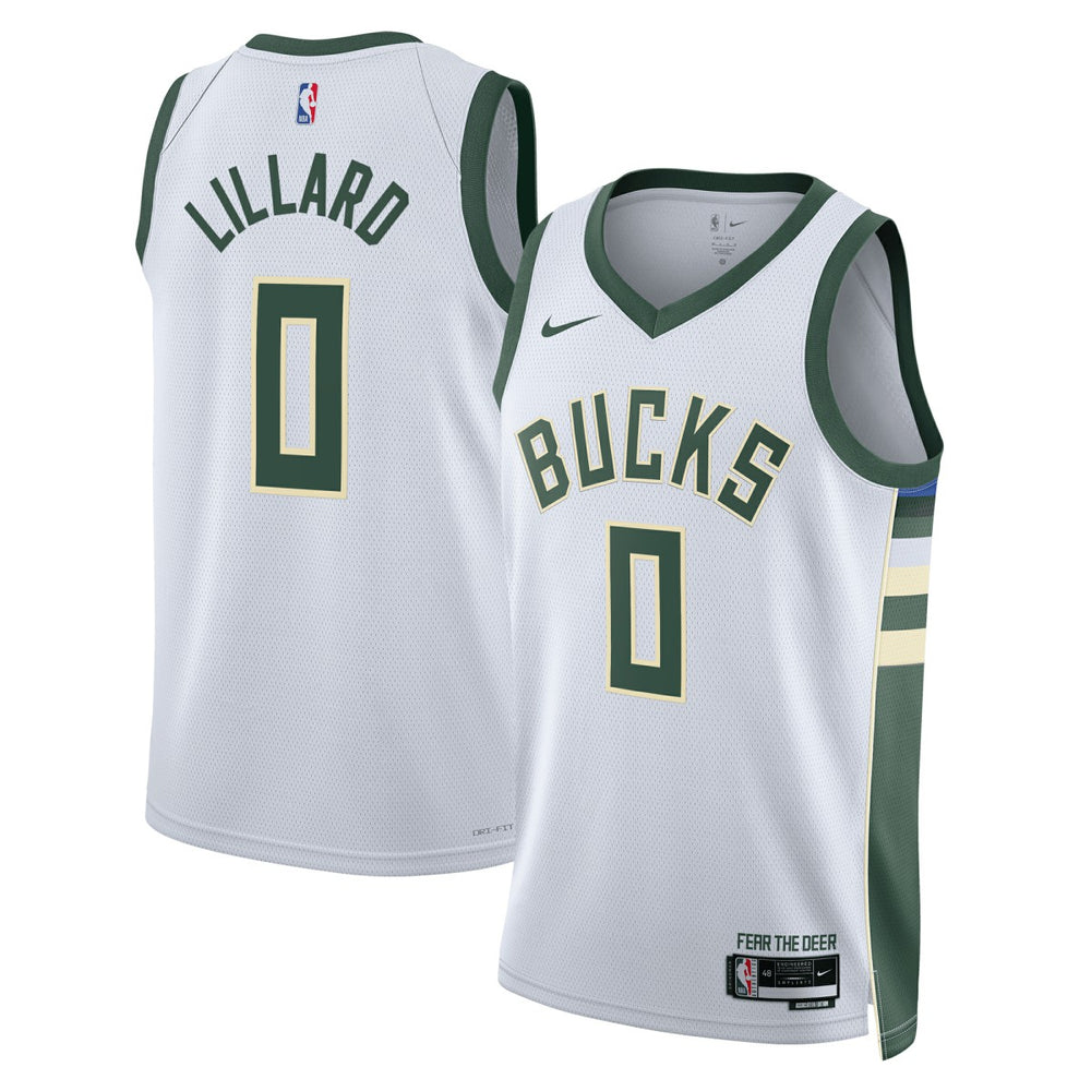 Damian Lillard Milwaukee Bucks Unisex Fear The Deer Swingman Player Jersey Association Edition White - NBA