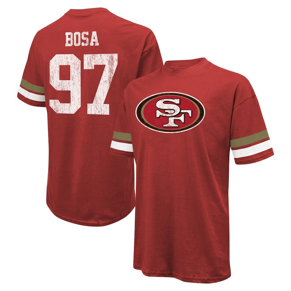 Nick Bosa San Francisco 49ers Majestic Threads Name & Number Oversized Fit T-Shirt Scarlet | NFL