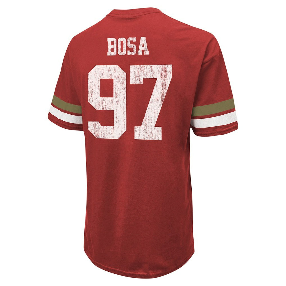 Nick Bosa San Francisco 49ers Majestic Threads Name & Number Oversized Fit T-Shirt Scarlet | NFL