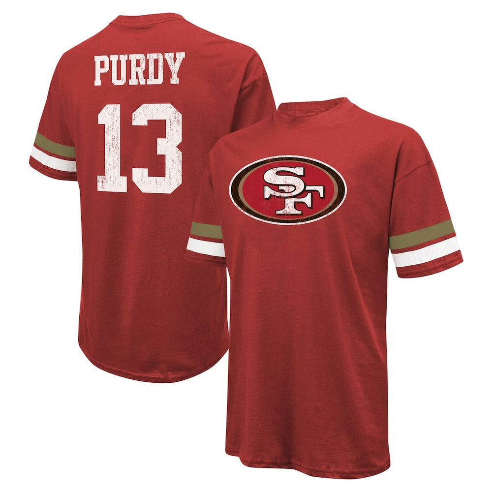 Brock Purdy San Francisco 49ers Majestic Threads Name & Number Oversize Fit T-Shirt Scarlet | NFL