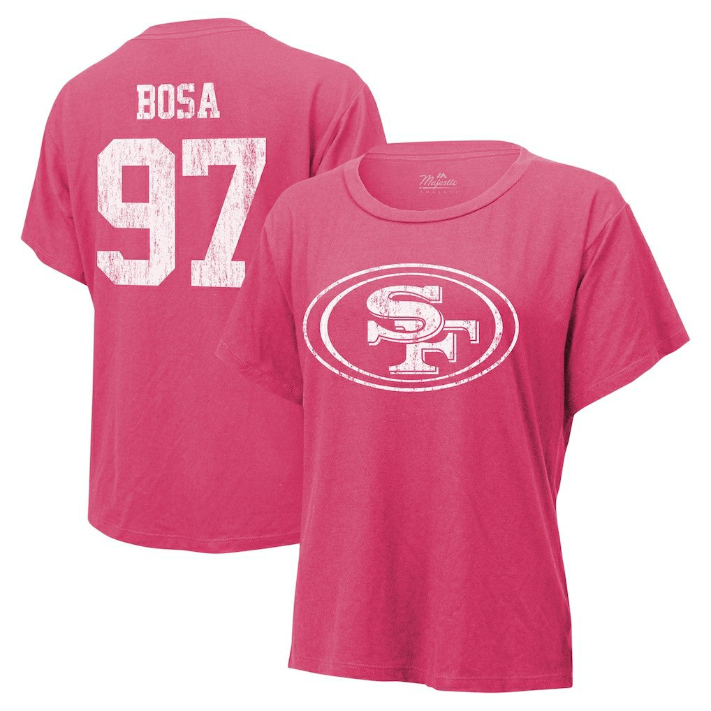 Nick Bosa San Francisco 49ers Majestic Threads Women's Name & Number T-Shirt Pink | NFL