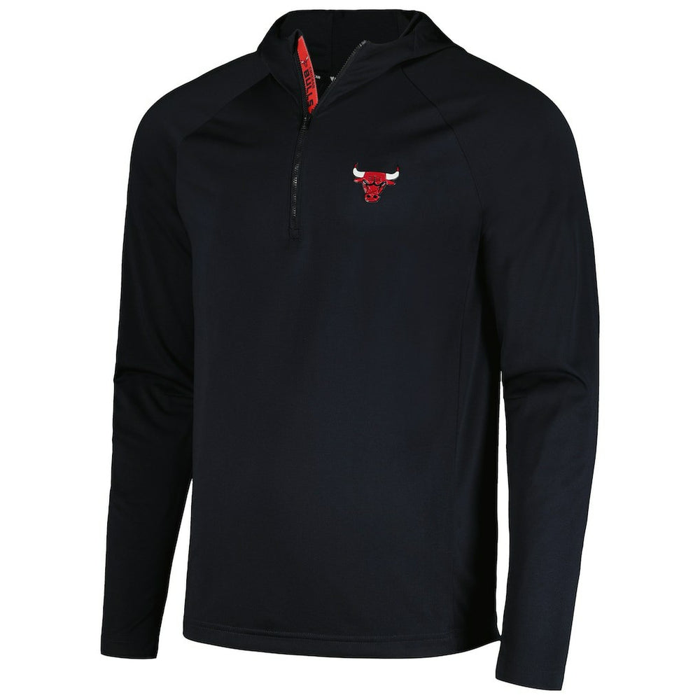 Chicago Bulls Levelwear Zander Hoodie Raglan Quarter-Zip Top Black - NBA