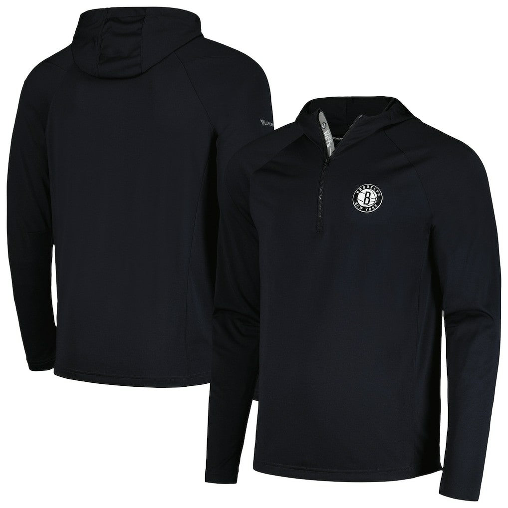 Brooklyn Nets Levelwear Zander Hoodie Raglan Quarter-Zip Top Black - NBA