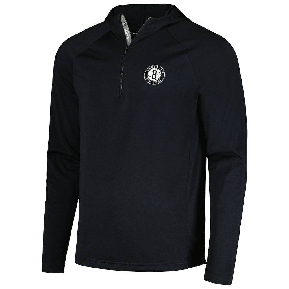 Brooklyn Nets Levelwear Zander Hoodie Raglan Quarter-Zip Top Black - NBA