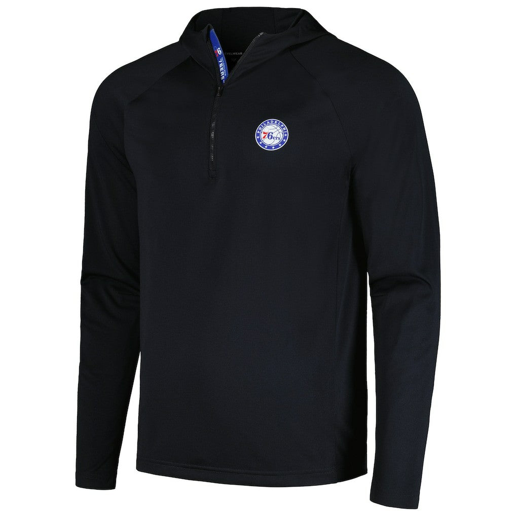 Philadelphia 76ers Levelwear Zander Hoodie Raglan Quarter-Zip Top Black - NBA